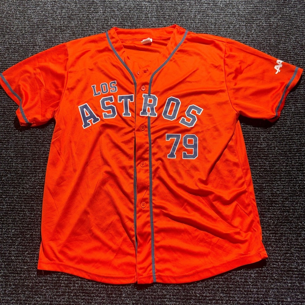 Houston Astros Los Astros 79 Baseball Jersey Orange‎ Mens XL Mesh Button Front